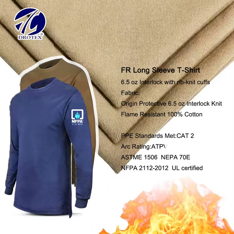 6.5 oz Interlock FR Knitted Flame Resistant Fabric for FR Knitted Shirt