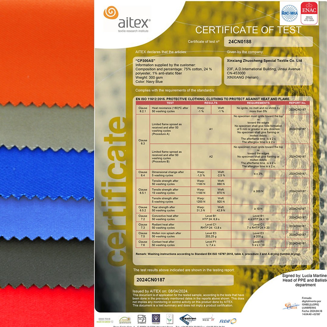 CP300AS Industrial Washable Flame Retardant and Anti-static Fabric