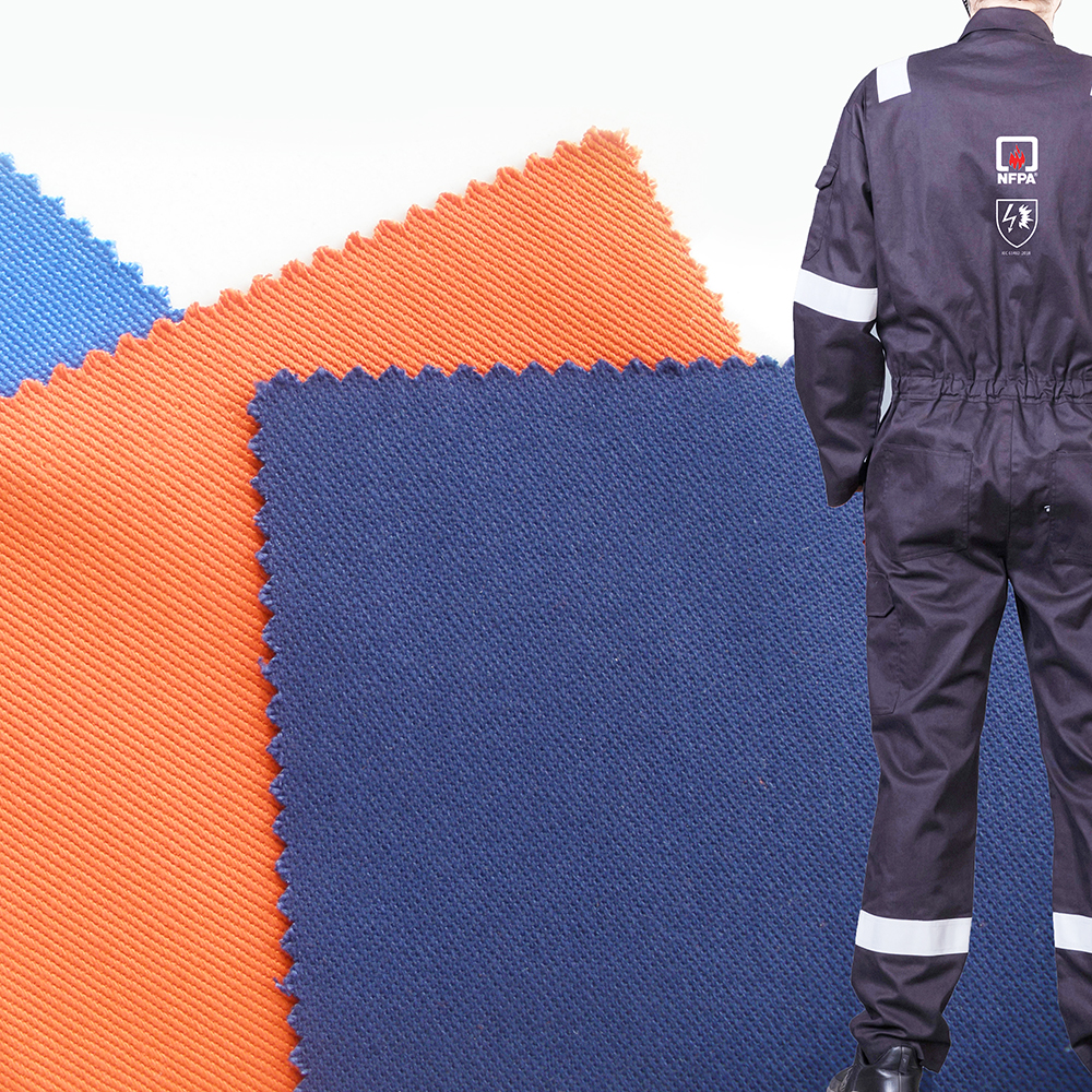 100% Cotton Fireproof Flame Resistant Fabric for Industrial Workwear 240 GSM Navy Blue