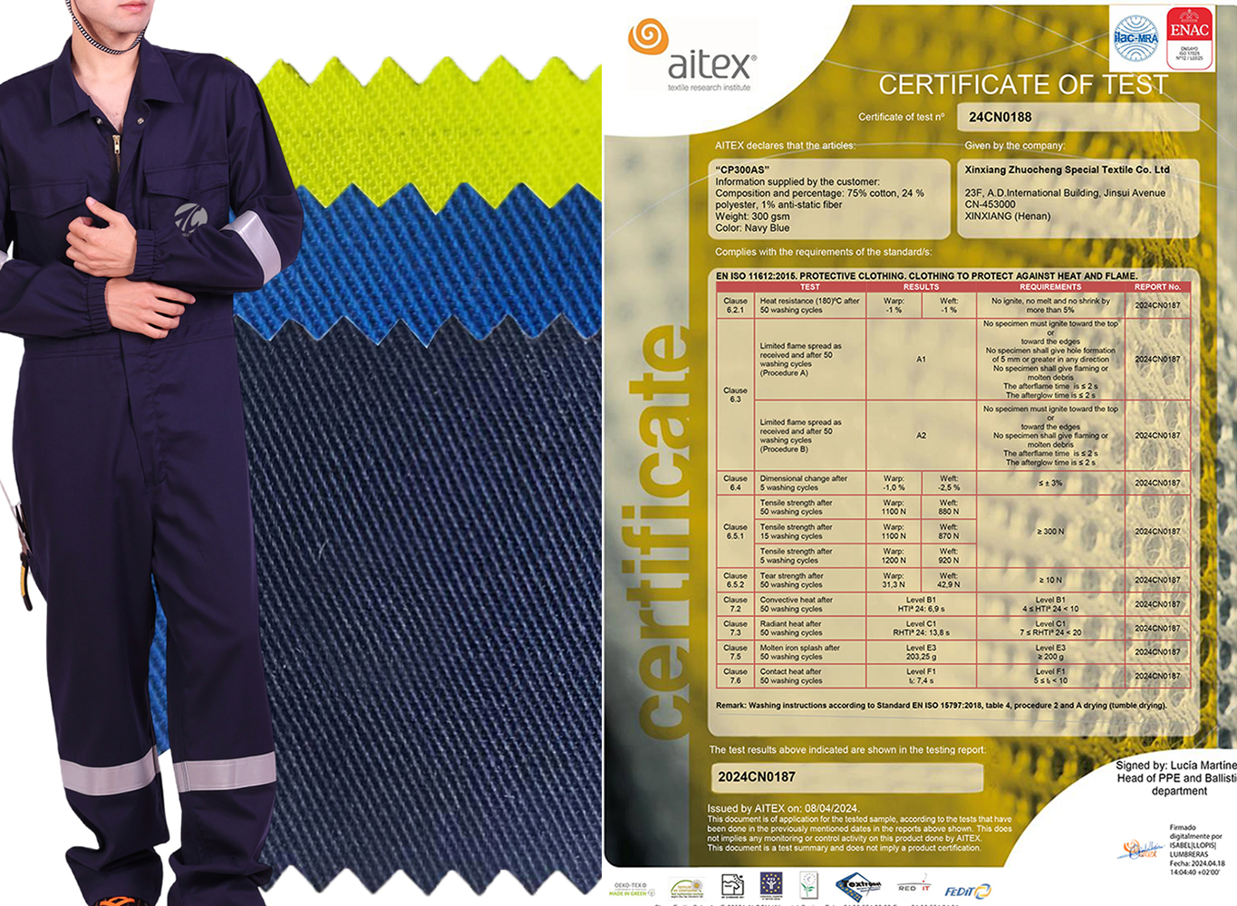 CP300AS Flame Retardant Antistatic Fabric Resistant to Industrial Washing